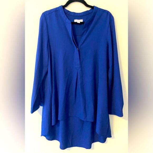Susan Graver Tops - Susan Graver, Blue Long Sleeve Oversized Button Down Blouse, Size S